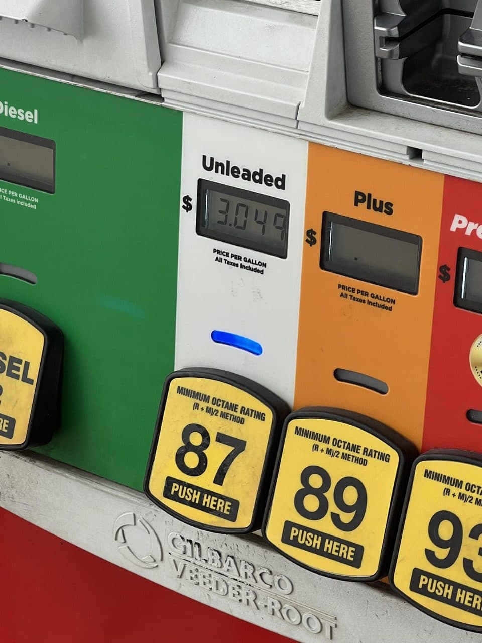 Precio de regular unleaded visible